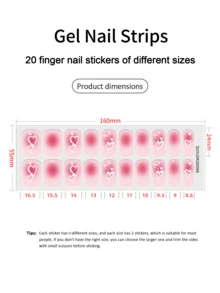 20 piezas Pegatinas de uñas de gel transparentes, calidad de salón, de larga duración, requiere lámpara UV, ES20 al por mayor transfronteriza, mismo estilo que las pegatinas de uñas del libro rojo Suministros para uñas - Rosa - Ver 4