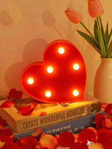 1个可爱心形房间装饰夜灯，电池供电，室内装饰可爱夜灯，适用于客厅、卧室、桌面装饰，情人节装饰，情人节礼物，求婚婚礼派对心形夜灯 - 暖光 - 查看 6