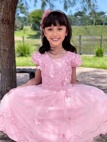 Young Girls Dresses - 乾枯玫瑰色 - 查看 6