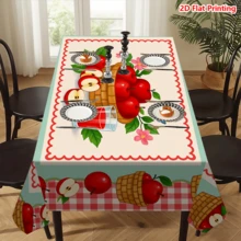 1/20 piezas Mantel con estampado de cesta de manzanas rojas, de poliéster, para picnic, al aire libre, boda, fiesta de cumpleaños, decoración de cocina, decoración del hogar con tema de primavera - Multicolor - Ver 14