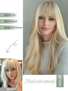 直发夹式真人发接发片 8 片/套 双层缝制 18 个夹子 直发接发片 18-26 英寸 适合所有种族女性佩戴 - 彩色 - 查看 6