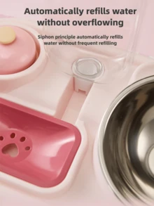 2-In-1 Automatic Pet Feeder & Water Dispenser, Cat Neck-Protecting Feeder, Dog No-Wet Mouth Auto Water Dispenser, Pet Bowl, Suitable For Small Dogs And Cats, With Bell, Detachable For Easy Cleaning - Multicolor - View 7