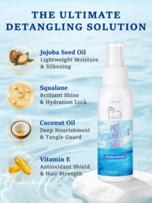 GJYC PET 5 液体盎司海洋微风狗狗毛发柔顺护理喷雾 - 解决毛发打结问题，去除缠结，免冲洗毛发柔顺剂，令毛发柔软亮泽