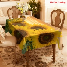 1/20pcs Sunflower Field Tablecloth, Vibrant Sunset Pattern, Polyester Material, Suitable For Outdoor Picnic, Camping, Wedding, Birthday Party, Spring Decor, Home Decor - Multicolor - View 12
