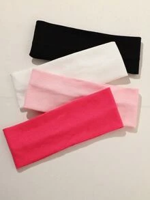 18条/4条装 女士多色运动休闲弹力速干发带，瑜伽/跑步发带，时尚发饰丝带头巾头带吸汗带秋冬度假发带女士优雅围巾女士头巾柔软头巾 - 4PCS粉紅色系 - 查看 10