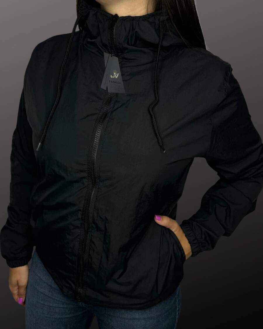 Women's Lightweight Black Windbreaker Jacket Ideal For Physical Activities - màu đen - Xem 1