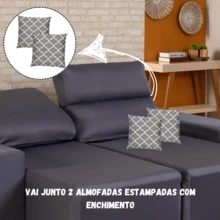 Lira 2-Seater Reclining Sofa Cover Kit With 2 Printed Cushions, Gel Knit Fabric - 灰色 - 查看 2