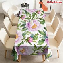 1/20pcs Pink Peony Floral Pattern Polyester Tablecloth, Woven, Suitable For Picnic, Camping, Wedding, Birthday, Buffet, Spring Home Decor - Multicolor - View 11