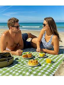 超大户外野餐露营垫 - 超大加厚防水沙滩垫,轻便野餐毯,户外防水可折叠野餐垫,便携式露营野餐垫,可折叠便携,适合旅行、海滩、公园和徒步旅行,适合家庭和朋友使用 - 彩色 - 查看 7