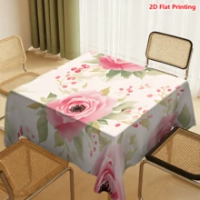 1/20pcs Tablecloth, Pink Rose Floral Pattern, Made Of Polyester Fabric, Woven, Suitable For Picnic, Camping, Wedding, Birthday, Buffet Restaurant, Spring Home Decor - Multicolor - View 17