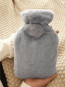 1pc Water Injection Hot Water Bottle, Faux Fur Cover, Girls Heating Pad, Warm Belly, Hot Water Bag, Small Size, Portable Water Injection, Hand Warmer, Washable Hot Water Bottle, Hand Warmer. A Perfect Gift For Valentine's Day For Your Lover. (Slight Variation In Lines And Colors May Occur Due To Batch Differences. We Apologize For Any Inconvenience.) - Multicolor - View 1