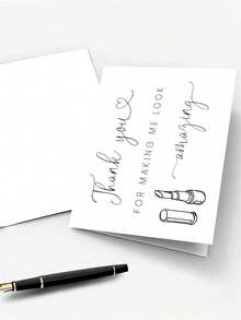 1pc Stylish Lipstick Design Wedding Thank You Card, Suitable For Gifting To Makeup Artist - A - View 3