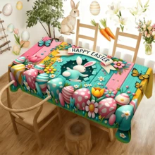 1/20 piezas Mantel con tema de Pascua adornado con huevos de Pascua, conejos, mariposas y patrones florales, con colores brillantes y alegres, adecuado para usar en salas de estar, cocinas, restaurantes y otros entornos, creando un ambiente de comedor cálido y alegre. - Multicolor - Ver 8