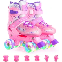 Adjustable 4-Wheel Transparent Skates With Light-Up Equipment - White - View 2