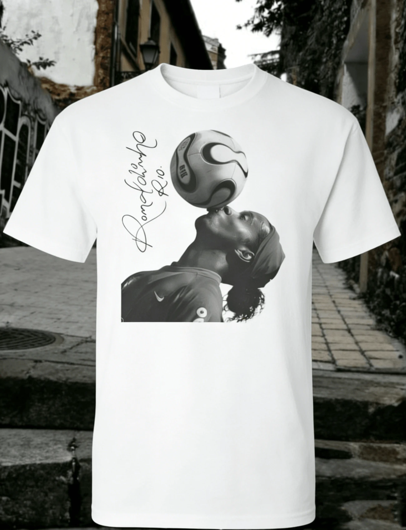 Brazil Football Tee, Ronaldo Soccer Shirt, Brazil Brasil Urban ,Ing Tee, - trắng - Xem 1