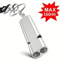 1/2件裝 160dB 大音量雙孔鋁合金口哨鑰匙圈，戶外求救工具，龐克風 PU 塗層，方便攜帶，適合露營、登山、徒步、戶外工具、旅行、攀岩、教練使用 - 彩色 - 查看 3