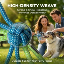 Pet Chew Toys Cotton Rope Set (3 Piecesfor Dogs - Durable & Teeth Cleaning - Multicolor - View 6