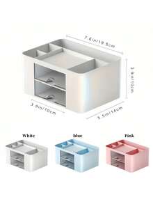 2-Drawer Desktop Organizer, Multifunctional Pen Holder, 5-Compartment Desktop Organizer And Storage, Office Desk Organizer - Multicolor - View 10