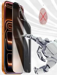 Privacy Anti-Spy Mobile Phone Film Hydrogel Screen Protector 2pcs Privacy Screen Protector Film [Non-Glass Material] Compatible With IPhone 17/16 Pro Protects Privacy Supports Face ID Self-Healing Function Spring Gift Anniversary - Black - View 7