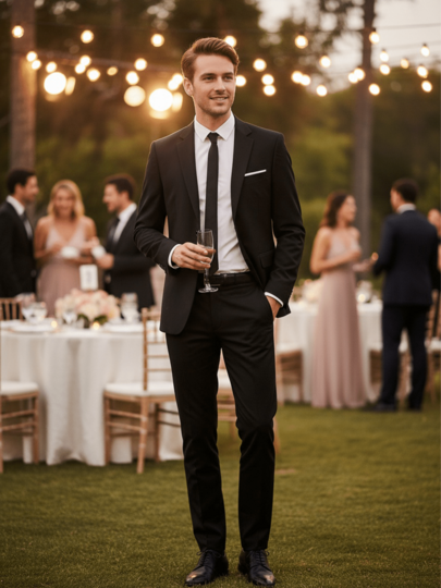 Men's Formal Black Suit Jacket, Groom Groomsman Wedding Business Attire, Solid Color Single-Breasted Long Sleeve Blazer, Suitable For Casual Daily, Weekend Outings, Outdoor Activities, Travel Adventures, Relaxed Work Environment Or Semi-Formal Occasions, Boyfriend/Husband Gift, Size XS-XXXL