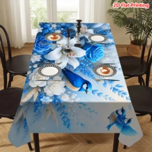 1/20 chiếc khăn trải bàn dệt bằng polyester họa tiết hoa màu xanh dương, thích hợp cho dã ngoại, cắm trại, đám cưới, sinh nhật, nhà hàng, nhà bếp tự phục vụ, trang trí nhà cửa mùa xuân. - Nhiều màu - Xem 6