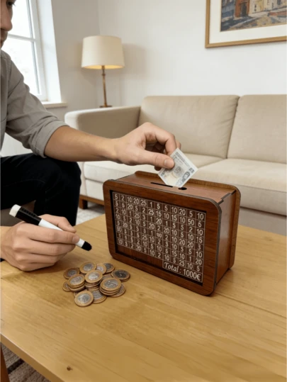 1pc Wooden Piggy Bank, Creative Handmade Gift (Piggy Bank Comes With 1 Erasable Pen) - Requires Manual Assembly, Exercises Hands-On Ability