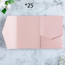 25pcs Tri-Fold Pocket Wedding Invitation Cards With Envelopes, Simple Invitation Cards For Engagement, Quinceañera, Christening, DIY Invitations, 5*7 Inch Invitations, Pocket Invitations, Customized Invitations, Christmas Cards - Ivory - View 7