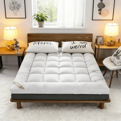 10cm Deep Hotel Quality Mattress Toppers UK: Extra Thick, Elasticized Corners, Soft Fluffy & Anti Slip