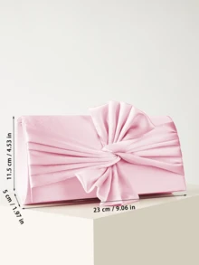 REMANLAND Women's Butterfly Decor Evening Clutch, Women's Butterfly Handbag, Satin Handbag, Wedding Party Bag, Creative Gift - Baby Pink - View 4