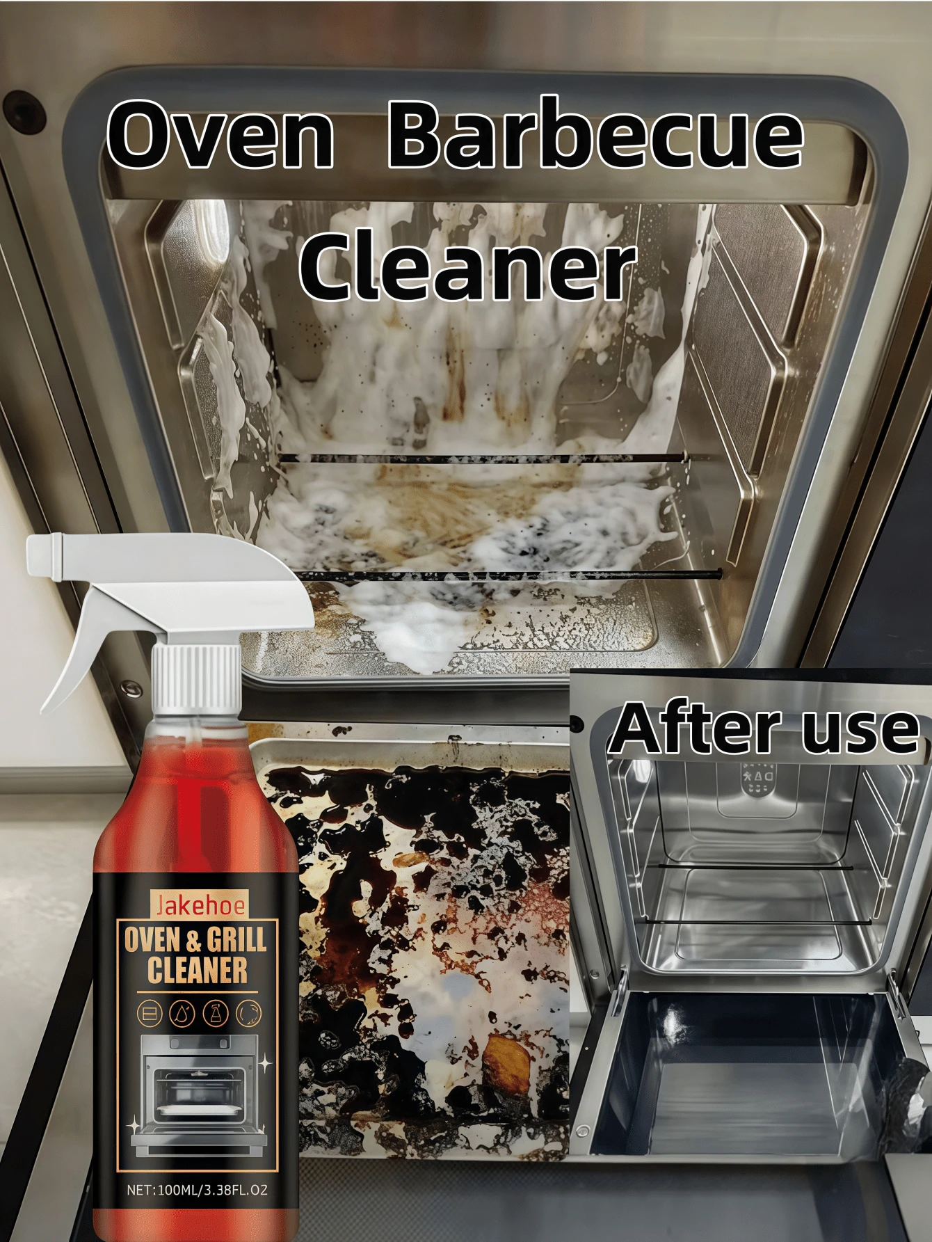 Oven & Stovetop Foam Cleaner, Specialized Degreaser, Deodorizer And Stain Remover For Oven Racks. It Can Remove Dirt Inside The Oven, Making It Easier To Reach The Preset Temperature And Improve The Oven's Working Efficiency.