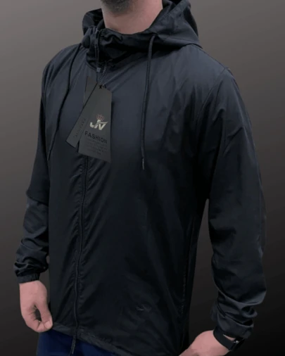 Jaqueta CortaVento Masculina – Liso Casual Outono Inverno com Cordão e Bolso Zíper