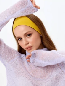 1pc Solid Color Sports Yoga Headband, Sweat-Absorbent Elastic Hairband For Men And Women, Running, Fitness, Unisex Hair Accessories Women Head Scarf Work Out Sweatband - Yellow - View 2