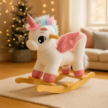 Mecedora De Peluche Montable Para Niños De Madera - Unicornio - Ver 2