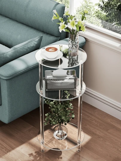 1 Set Acrylic Side Table, Removable Coffee Table Suitable For Living Room, Bedroom, Bathroom, Hallway Storage Rack
