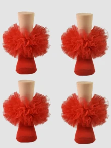 2双女童荷叶边婴儿公主袜，蓬松大荷叶边 - 彩色 - 查看 8