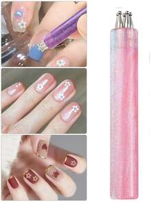 1 Piece - Five-Petal Nail Art Pen Nail Art Shaping Tool. Acrylic Multi-Color Nail Art Pen. One Stroke To Complete, Can Create DIY Various Small Daisy And Rose Petal Flower Nail Art Styles And Patterns. Suitable For Nail Salons And Home Nail Art Making For Handmade Spring And Summer Styles On Nail Surfaces And Nail Tips Decoration. - Multicolor - View 4