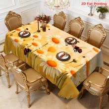 1/20pcs Tablecloth Set, Daisy And Bee Pattern, Spring Theme, Made Of Polyester Fabric, Woven, Suitable For Picnic, Camping, Wedding, Birthday, Buffet, Home Decor - Multicolor - View 15