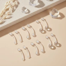 14G Plastic Belly Button Piercing Retainers, Curved Barbell Piercing Banana Plastic Acrylic Flexible 8/10/12/14 Mm - Clear - View 1