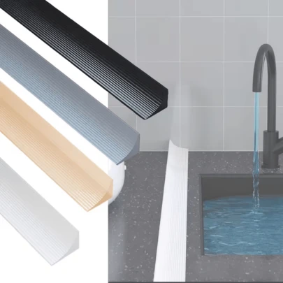 1片2米/78.74英寸自粘式浴室防溅挡板，厨房防溅挡板，厨房台面、浴室地板防水密封条，干湿分离