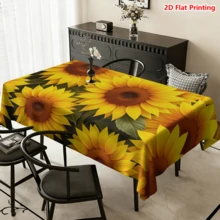 1/20pcs Sunflower Pattern Tablecloth, Made Of Polyester Fabric, Woven, Bright Yellow Design, Suitable For Picnics, Camping, Weddings, Birthdays, Buffets And Spring Home Decor - Multicolor - View 14
