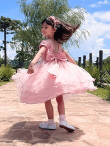 Young Girls Dresses - 乾枯玫瑰色 - 查看 3