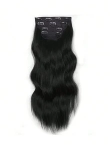 4Pcs/Set Hair Clip In Hair Extensions Body Wave Hair Extensions Full Head Hairpiece Double Weft Natural Hair Extensions For Women Daily Use Natural Black - Natural Black - View 5