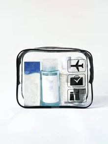 TSA认证透明洗漱包 - 高品质旅行化妆包，四季皆宜，尺寸符合随身行李规定。透明设计方便查看，是收纳护肤品和化妆品的理想之选。机场随身洗漱旅行包。化妆包、化妆品收纳包、化妆品收纳袋、透明化妆包、洗漱包、度假必备品、女士旅行礼物 - 白色 - 查看 3
