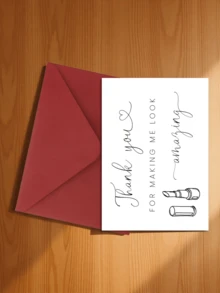 1pc Stylish Lipstick Design Wedding Thank You Card, Suitable For Gifting To Makeup Artist - A - View 5