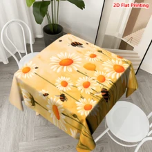 1/20pcs Tablecloth Set, Daisy And Bee Pattern, Spring Theme, Made Of Polyester Fabric, Woven, Suitable For Picnic, Camping, Wedding, Birthday, Buffet, Home Decor - Multicolor - View 8