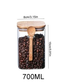 玻璃罐套装，玻璃罐，竹盖，竹勺，高硼砂玻璃罐，大容量密封储物罐配天然竹勺 | 可用于存放茶叶、盐、糖、咖啡等，防潮防霉，透明可视，厨房储物神器，环保竹勺，干货、香料、茶叶等可堆叠存放，节省空间 - 彩色 - 查看 8