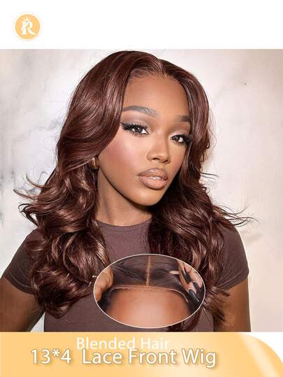 13X4 Lace Front Wigs Short Body Wavy Wig Curly Loose Wave Wigs Big Curly Lady Side Part Shoulder Length Wigs Synthetic Bob Wavy Wig For Women Black/Brown/Burgundy/Orange Color (Bob Wigs 8-16inch ) Blended Wigs-A Mix Of Human Blende Hair And Synthetic