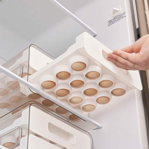 ZBEZBE Huevera de gran capacidad para refrigerador, contenedor organizador de huevos, organizador apilable de plástico transparente con asas, huevera doméstica para refrigerador (2 capas)