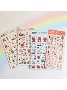 1set/4pcs Snoopy Cartoon Stickers, Planner And Card Stickers Are Cute And Charming. Perfect Small Gifts For Fans, Family, And Friends. Valentine's Day Gift, New Year's Gift, Valentine's Day Gift, Easter Gift - Multicolor - View 8