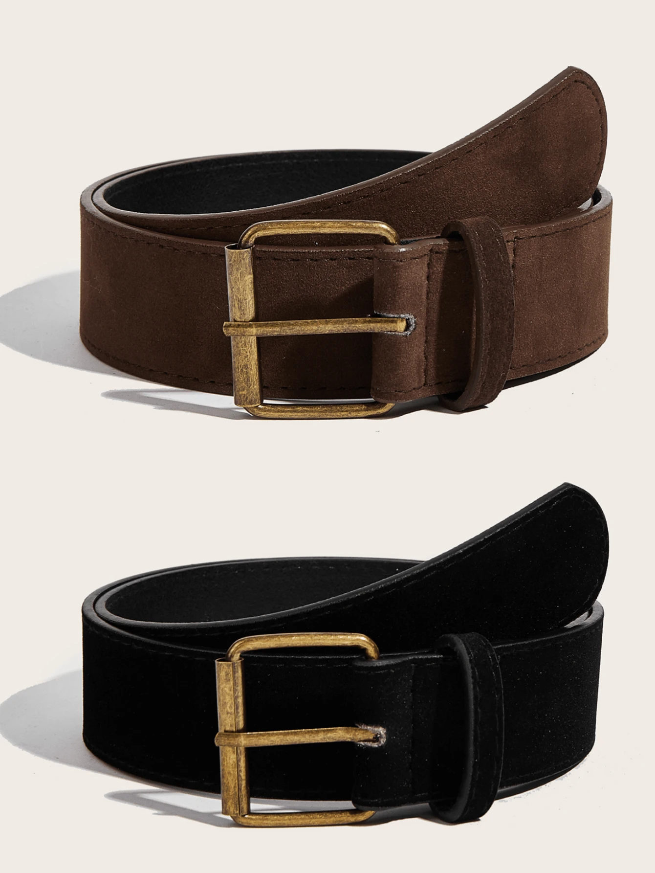 2pcs Set Simple Pin Buckle PU Leather Belt, Casual & Versatile - Multicolor - View 1